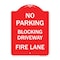 Signmission Designer Series No Blocking Driveway Fire Lane, Red & White Aluminum Sign, 18" x 24", RW-1824-23852 A-DES-RW-1824-23852 - alternate 1